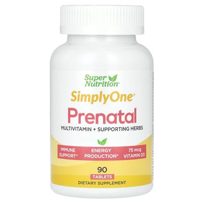 Super Nutrition, Justone, prenatalne, potrójne multiwitaminy, 90 tabletek Super Nutrition, Justone, prenatalne, potrójne multiwitaminy, 90 tabletek