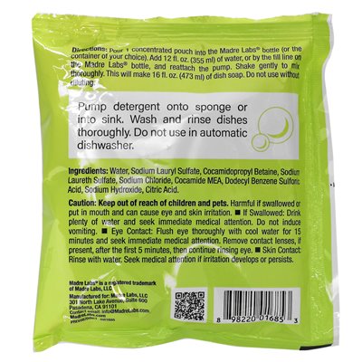 Madre Labs, mydła naczynia, koncentrat 3x, bezzapachowy, 1 torebka + butelka wielokrotnego użytku, 4 fl oz (118 ml) Madre Labs, mydła naczynia, koncentrat 3x, bezzapachowy, 1 torebka + butelka wielokrotnego użytku, 4 fl oz (118 ml)