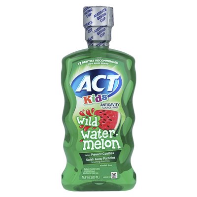 Act, Dla Dzieci, Płukanka Przeciwpróchnicowa z Fluorem, Dzikie Arbuz, 16,9 uncji (500 ml)
