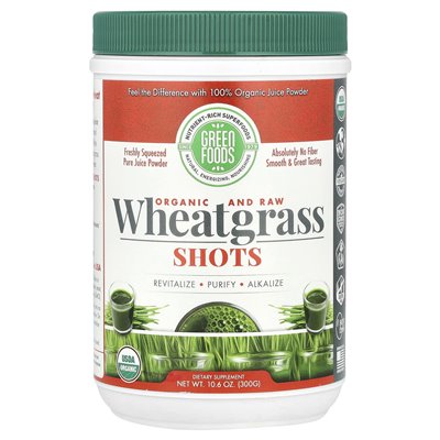 Green Food, Organic & Raw Wheatgrass Shots, 10.6 oz (300 g)
