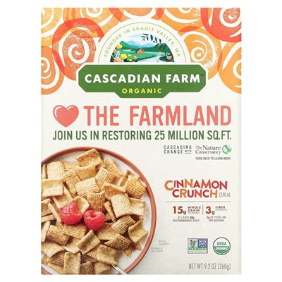 Cascadian Farm, Organic Cinnamon Crunch Cereal, 9,2 uncji (260 g) Cascadian Farm, Organic Cinnamon Crunch Cereal, 9,2 uncji (260 g)