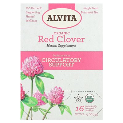 Herbaty Alvita, organiczna herbata botaniczna, czerwono, bez kofeiny, 16 indywidualnie owinięte torby herbaty, 1,13 uncji (32 g)
