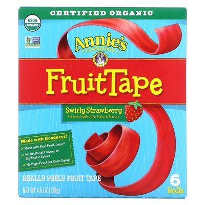 Homegrown Annie, FruitTape, Swirly Strawberry, 6 Rolls, 4,5 uncji (128 g)
