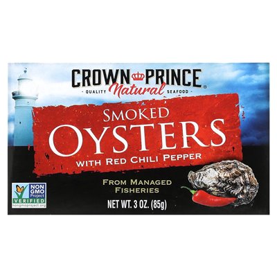 Crown Prince Natural, Smoked Oysters with Red Chili Peppers, 3 oz (85 g)