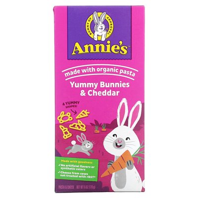 Homegrown Annie, Yummy Bunnies & Cheddar, Pasta & Käse, 6 Unzen (170 g)