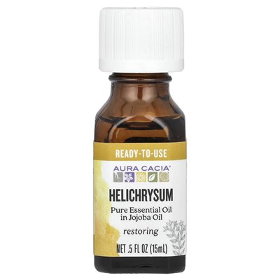 Aura Cacia, Czysty OLEJEK Eteryczny w Oleju Jojoba, Helichrysum, 0,5 uncji fl (15 ml) Aura Cacia, Czysty OLEJEK Eteryczny w Oleju Jojoba, Helichrysum, 0,5 uncji fl (15 ml)