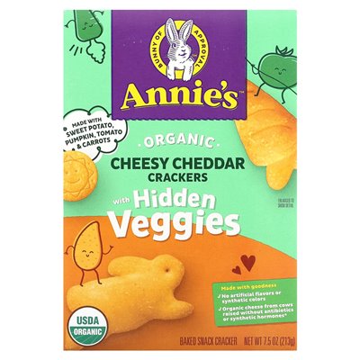 Homegrown, Organic Cheesy Cheddar Crackers with Hidden Veggies, 7.5 oz (213 g)