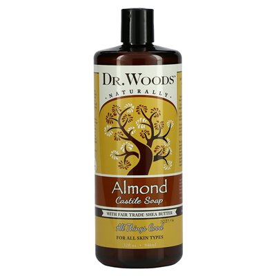 Dr Woods, migdałowe mydło kastyliczne z masłem Shea Fair Trade, 32 Fl Oz (946 ml)