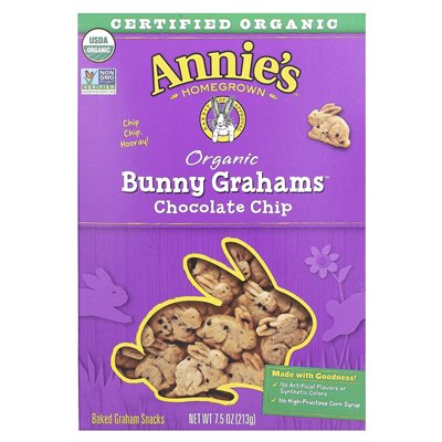 Homegrown, Organic Baked Bunny Graham, Chocolate Chip, 7,5 uncji (213 g)