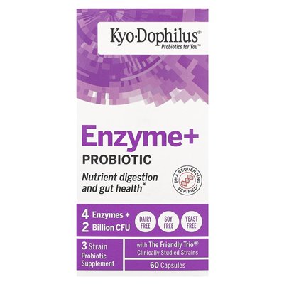 Kyolic, Kyo Dophilus, enzym + probiotyk, 60 kapsułek