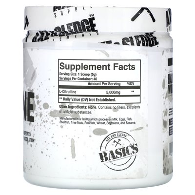 Suplementy AX &amp Sledge, podstawy, cytrulinę, niezmienne, 5000 mg, 7,05 uncji (200 g)