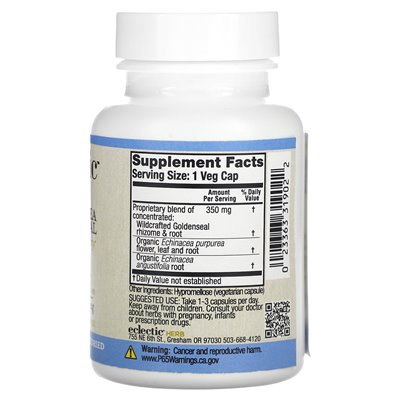 Eklektyczne zioło, Echinacea Goldenseal, 350 mg, 90 warzyków