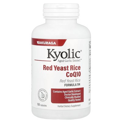 Kyolic, starzejący się ekstrakt z czosnku ™, Red drożdżowy ryż Plus COQ10, Formuła 114, 150 kapsułek