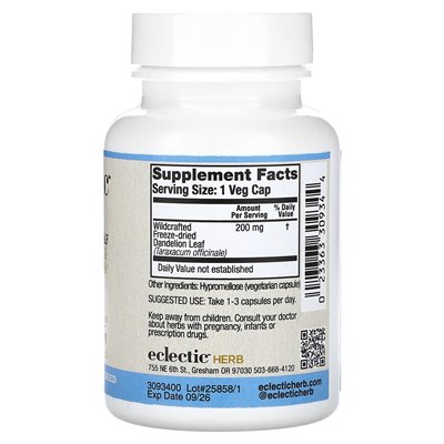Eclectic Herb, Löwenzahnblätter, 200 mg, 90 Gemüsebeutel