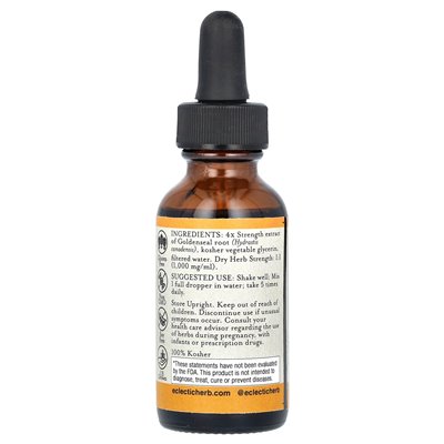 Eklektyczne zioło, płyn Goldenseal, 1000 mg, 1 Fl Oz (30 ml)