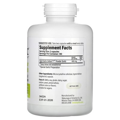 Kyoliczny, starszy ekstrakt czosnkowy, zdrowie sercowo -naczyniowe, wzór wegańska 300, 600 mg, 360 kapsułek wegańskich (300 mg n