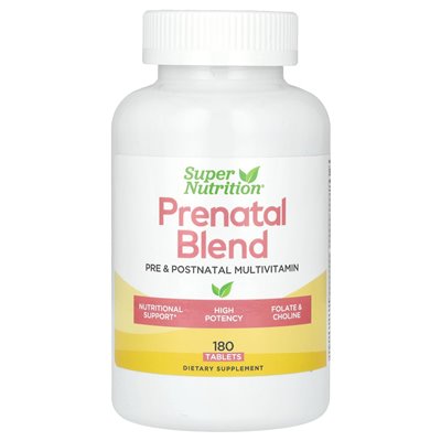 Super Nutrition, mieszanka prenatalna, multiwitamina z folianem i choliną, 180 tabletek Super Nutrition, mieszanka prenatalna, multiwitamina z folianem i choliną, 180 tabletek