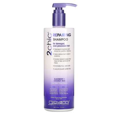 Giovanni, 2Chic, naprawa szamponu, dla uszkodzonych, nadmiernie przetworzonych włosów, Blackberry + Mleko kokosowe, 24 fl oz (71