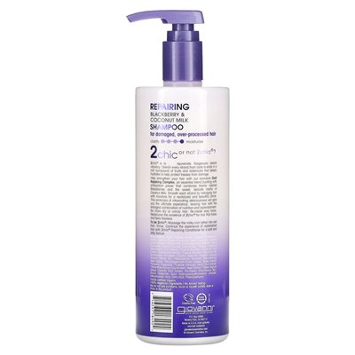 Giovanni, 2Chic, naprawa szamponu, dla uszkodzonych, nadmiernie przetworzonych włosów, Blackberry + Mleko kokosowe, 24 fl oz (71