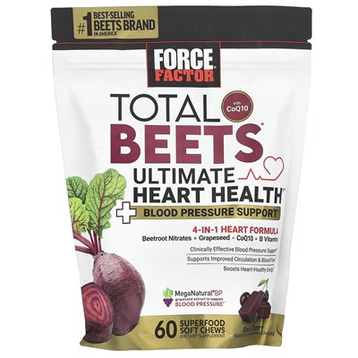 Współczynnik siły, Total Beets® z COQ10, Ultimate Heart Health, Black Cherry, 60 Superfood Soft Chews