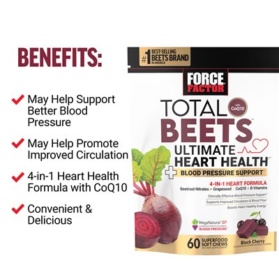 Współczynnik siły, Total Beets® z COQ10, Ultimate Heart Health, Black Cherry, 60 Superfood Soft Chews