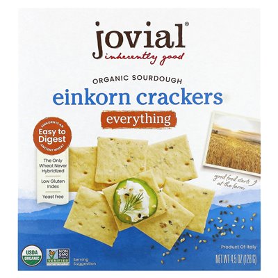 Jovial, organic einkorn crackers, everything, 4.5 oz (128 g)