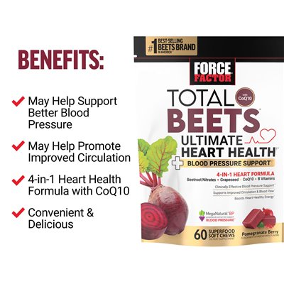 Współczynnik siły, Total Beets® z COQ10, Ultimate Heart Health, Berry Granat, 60 Superfood Soft Chews