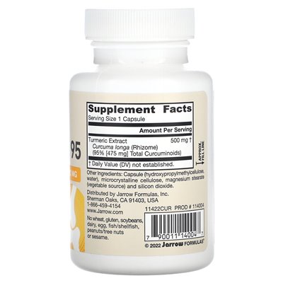 Formuły jarrow, kurkumina 95, ekstrakt z kurkumy, 500 mg, 60 kapsułek warzywnych Formuły jarrow, kurkumina 95, ekstrakt z kurkumy, 500 mg, 60 kapsułek warzywnych