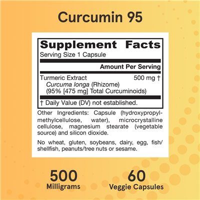 Formuły jarrow, kurkumina 95, ekstrakt z kurkumy, 500 mg, 60 kapsułek warzywnych Formuły jarrow, kurkumina 95, ekstrakt z kurkumy, 500 mg, 60 kapsułek warzywnych