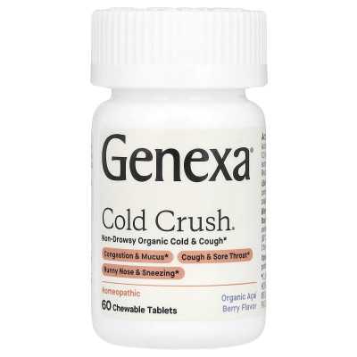 Genexa LLC, Cold Crush, Przeziębienie & Kaszel, Organiczna Acai Berry, 60 Tabletek do Żucia Genexa LLC, Cold Crush, Przeziębienie & Kaszel, Organiczna Acai Berry, 60 Tabletek do Żucia