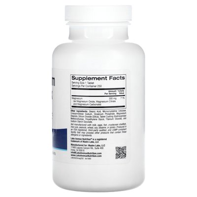 Lake Avenue Nutrition, Magnesium Complex, 300mg, 250 tablets