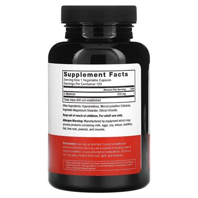 Współczynnik siły, D-Mannose, 500 mg, 120 kapsułek warzywnych