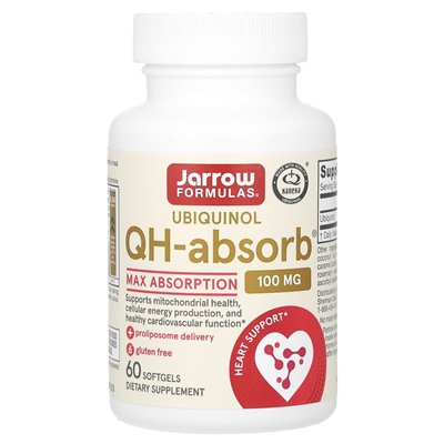 Formuły jarrow, ubiquinol qH-Absorb, Max Absorption, 100 mg, 60 miękkich