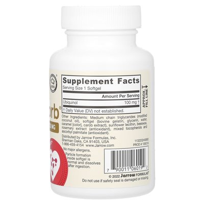 Jarrow Formulas, Ubiquinol qH-Absorb, maximale Absorption, 100 mg, 60 weiche