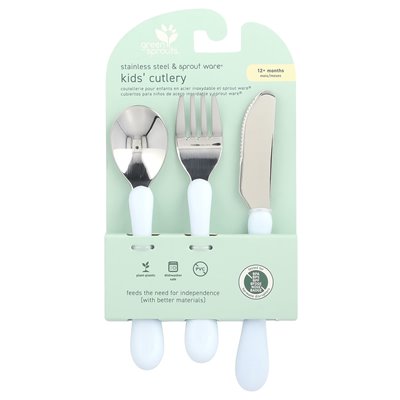 Zielone kiełki, stal nierdzewna i Sprout Ware®, sztućce dla dzieci, ponad 12 miesięcy, niebieski, 3 sztuki