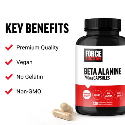 Współczynnik siły, Beta Alanine, 750 mg, 120 kapsułek warzywnych