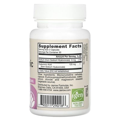 Jarrow Formulas, vegane Hyaluronsäure, 120 mg, 60 vegetarische Kapseln (60 mg pro Kapsel)