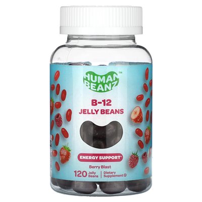 Human Beanz, B-12 Jelly Bean, Berry Blast, 120 galaretki Human Beanz, B-12 Jelly Bean, Berry Blast, 120 galaretki