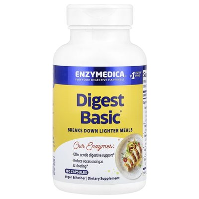 Enzymedica, Digest Basic, skład zawierający niezbędne enzymy, 180 kapsułek Enzymedica, Digest Basic, skład zawierający niezbędne enzymy, 180 kapsułek