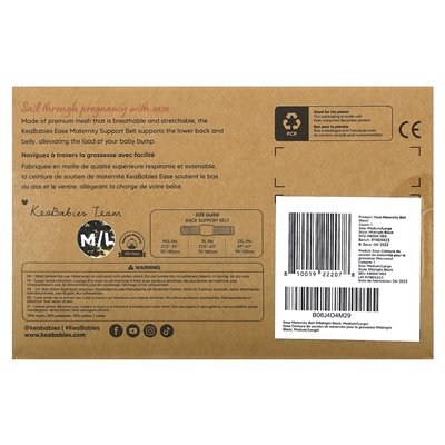 Keababies, łatwość, pasek macierzyńskim do ciąży, średnio -duży, o północy czarny, 1 liczba