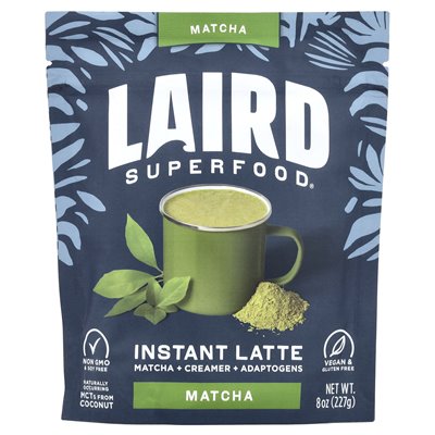 Laird Superfood, Instant Latte, Matcha + Cramer + Adaptogens, Matcha, 8 uncji (227 g)