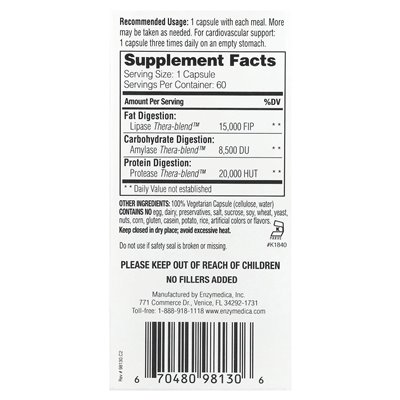 Enzymedica, LYPO GOLD ™, for fat digestion, 60 capsules