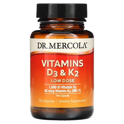 Dr Mercola, Niska dawka witamin D3 i K2, 30 kapsułek Dr Mercola, Niska dawka witamin D3 i K2, 30 kapsułek