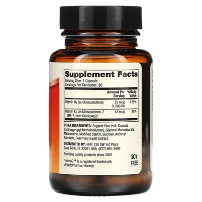 Dr Mercola, Niska dawka witamin D3 i K2, 30 kapsułek Dr Mercola, Niska dawka witamin D3 i K2, 30 kapsułek