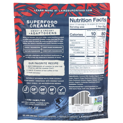 Laird Superfood, Superfood Creamer® + Adaptogens, Sweet &amp Creamy, 8 uncji (227 g)