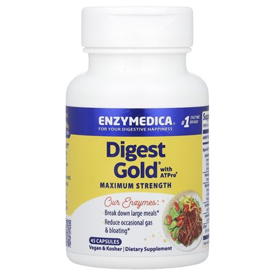 Enzymedica, Digest Gold® z atpro®, maksymalna wytrzymałość, 45 kapsułek Enzymedica, Digest Gold® z atpro®, maksymalna wytrzymałość, 45 kapsułek