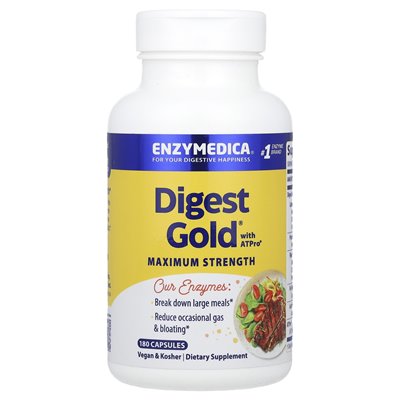 Enzymedica, Digest Gold® z atpro®, maksymalna wytrzymałość, 180 kapsułek Enzymedica, Digest Gold® z atpro®, maksymalna wytrzymałość, 180 kapsułek