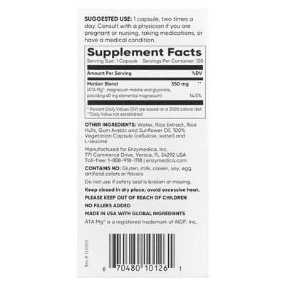 Enzymedica, magnesium movement, 120 capsules