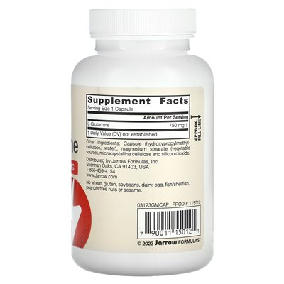 Jarrow Formula, L-Glutamine, 750mg, 120 Vegetarian Capsules