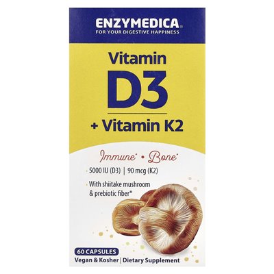 Enzymedica, witamina D3 + witamina K2, 60 kapsułek Enzymedica, witamina D3 + witamina K2, 60 kapsułek